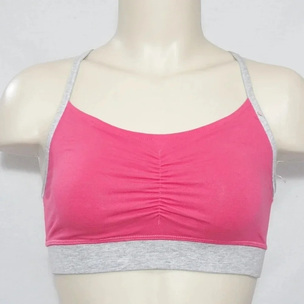 Champion N9575 Crossback Wire Free Sports Bra XS Bright Pink & Gray NEW WITHOUT